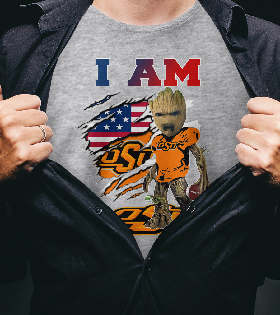 I Am Osu American Football Groot Guardians Oklahoma State University T-Shirt