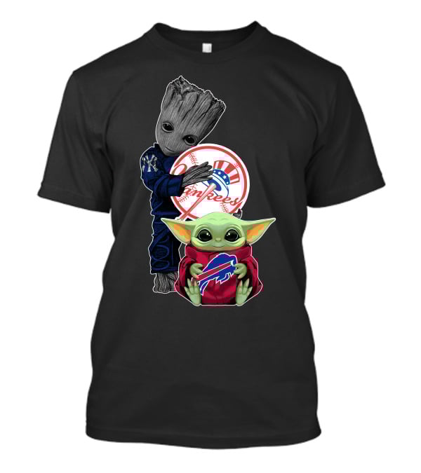 Groot Yankees Baby Yoda Bills Nfl Nfl T-Shirt