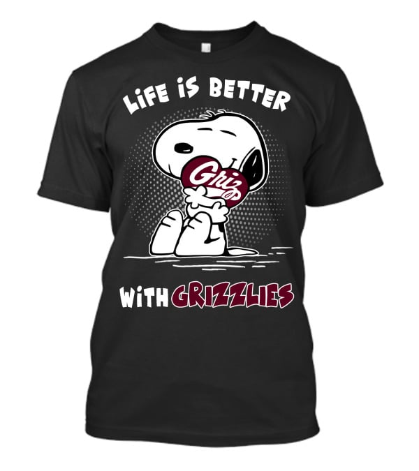 Life Is Better With Grizzlies Snoopy Hugging Football T-Shirt