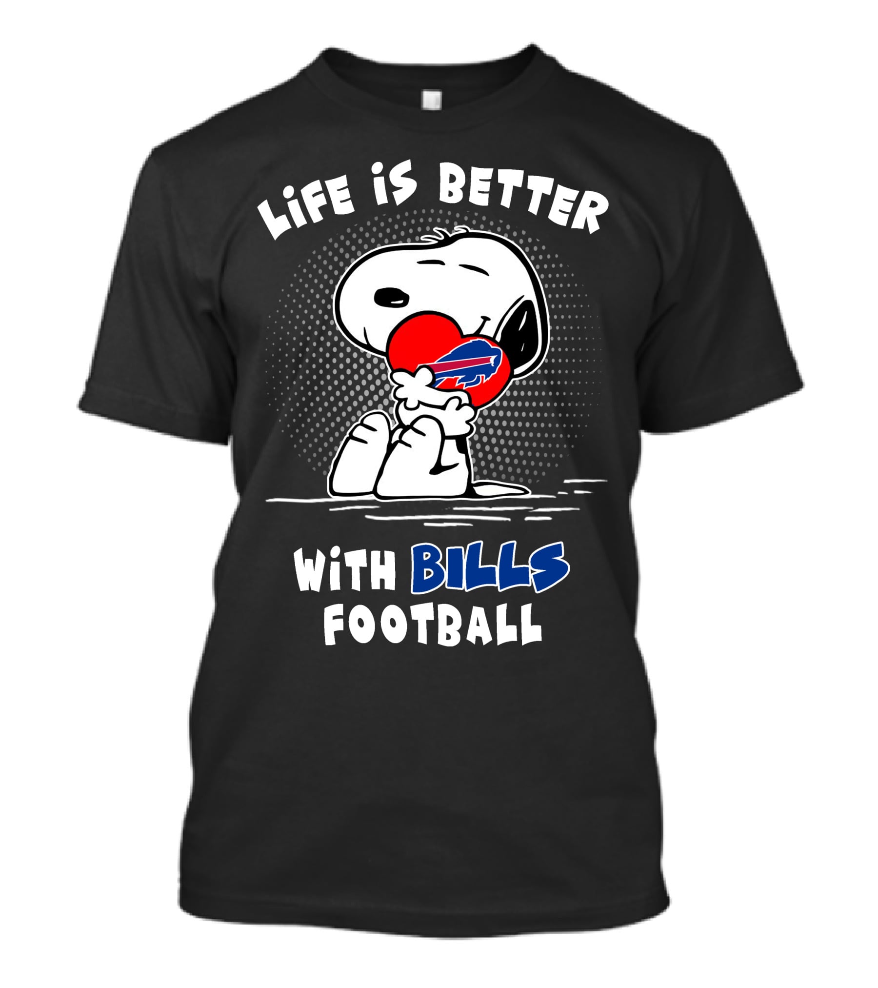 Life Is Better With Bills Football Snoopy Holding Buffalo Bills Logo Balloon T-Shirt