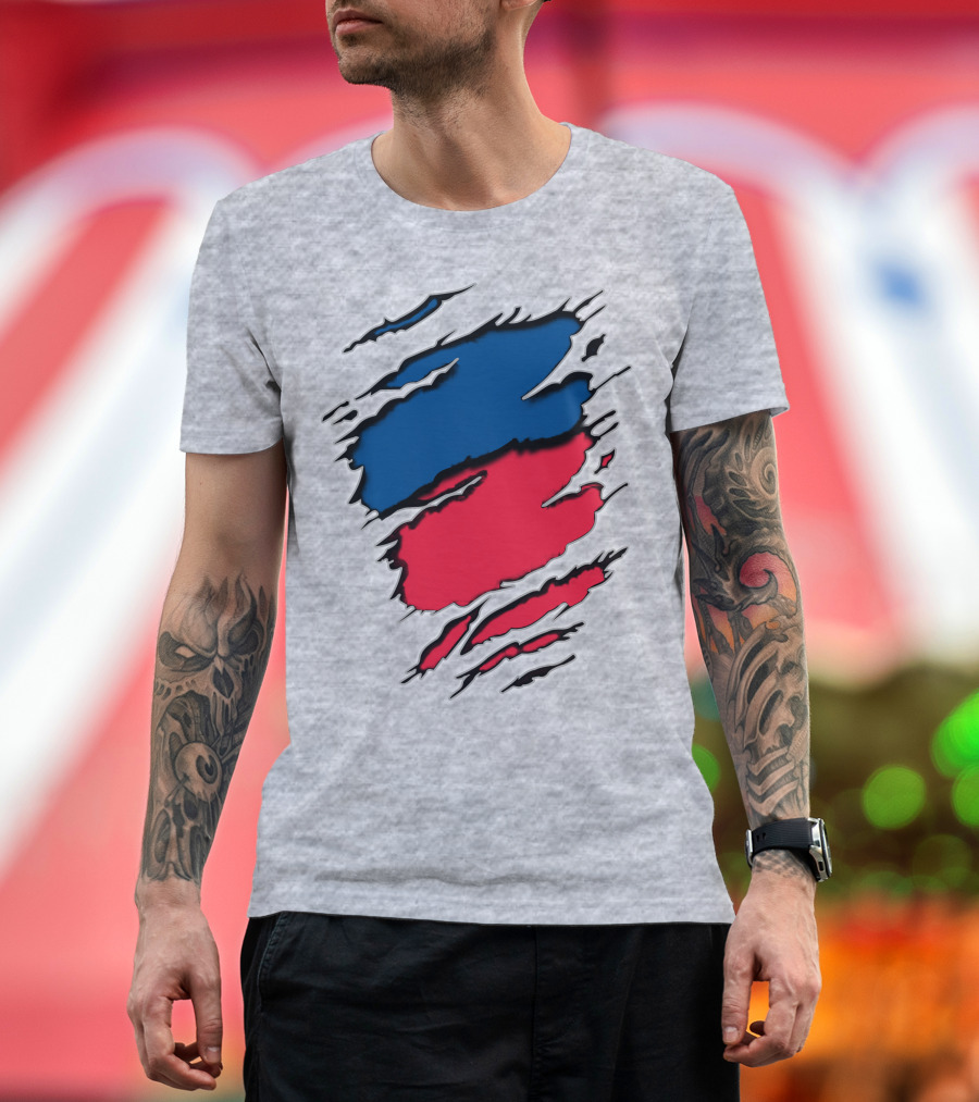 Blue And Red Claw Marks Design On Gray 5 Tshirt T-Shirt