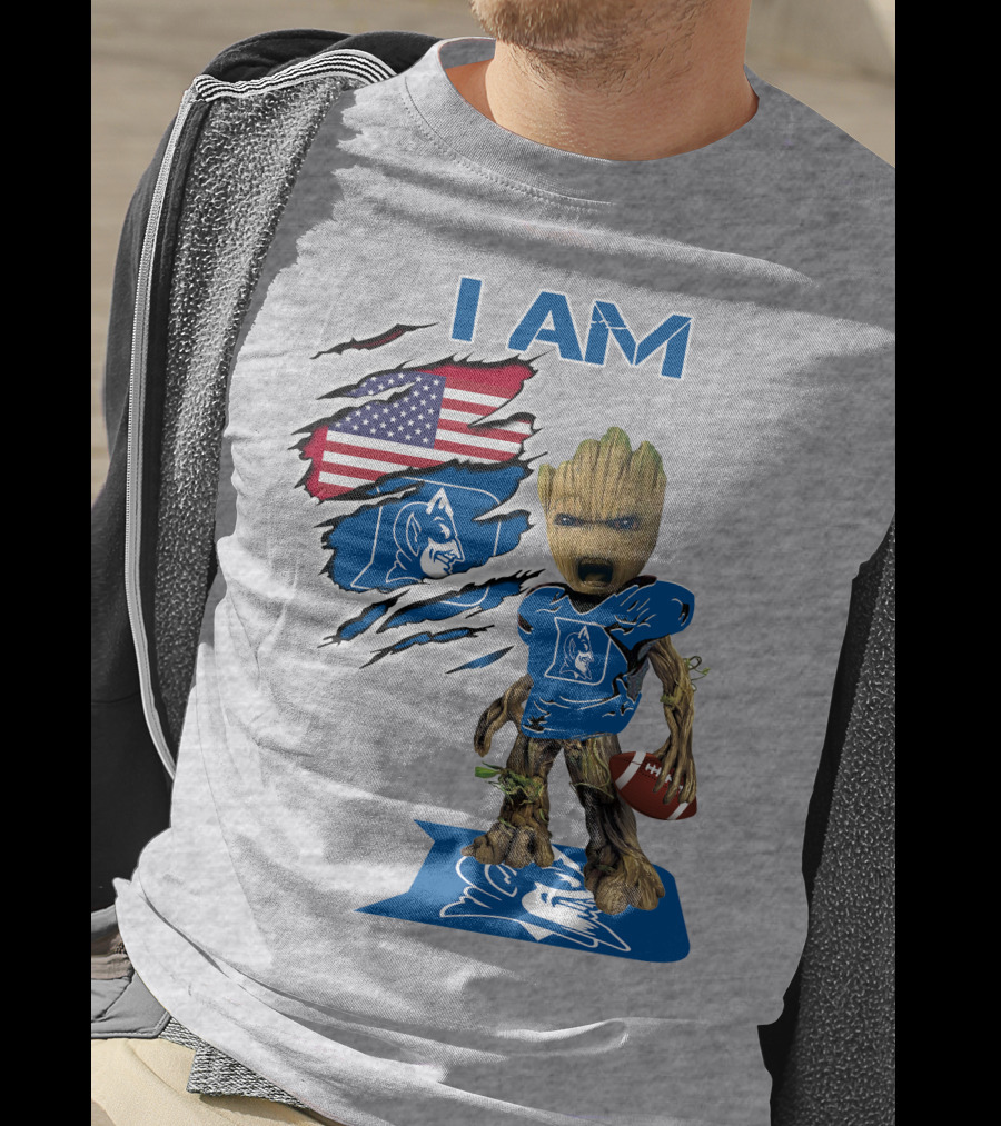 I Am Groot Duke Blue Devils Football American Flag T-Shirt