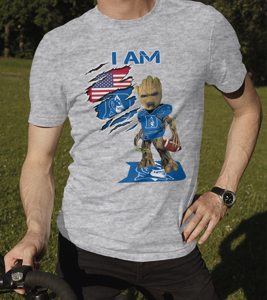 I Am Groot Duke Blue Devils Football American Flag T-Shirt