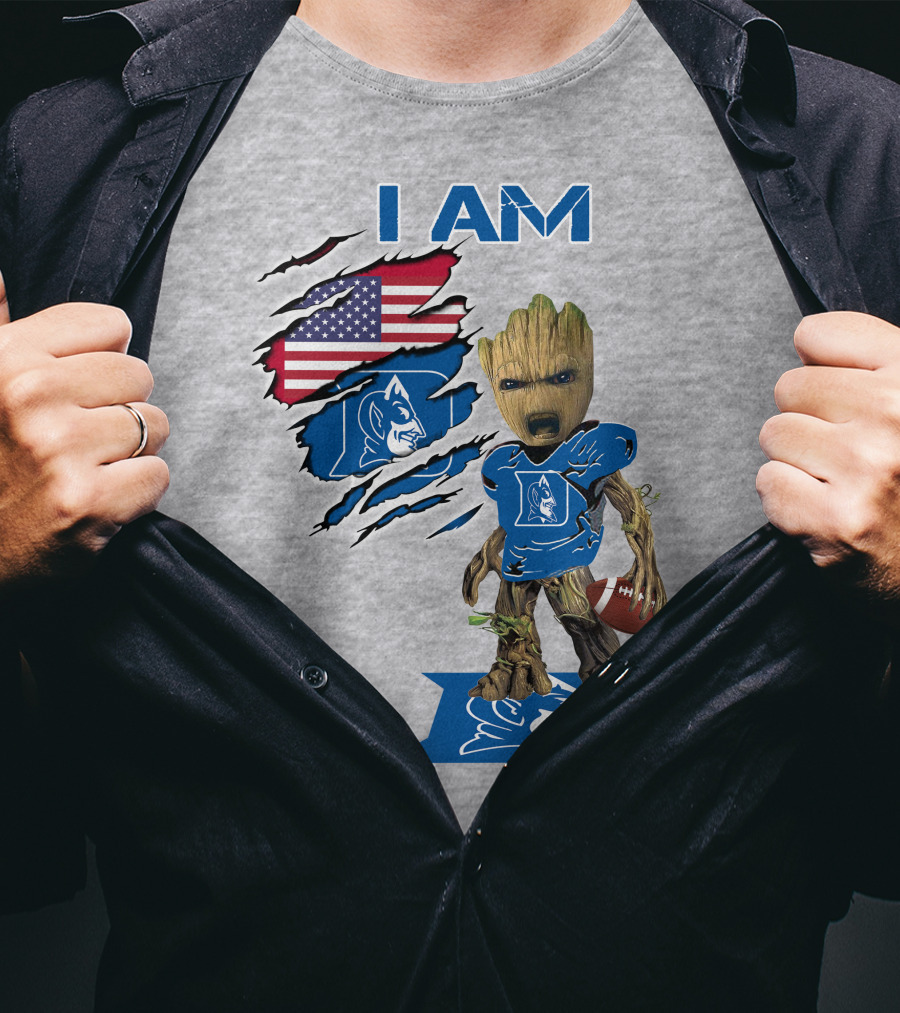 I Am Groot Duke Blue Devils Football American Flag T-Shirt