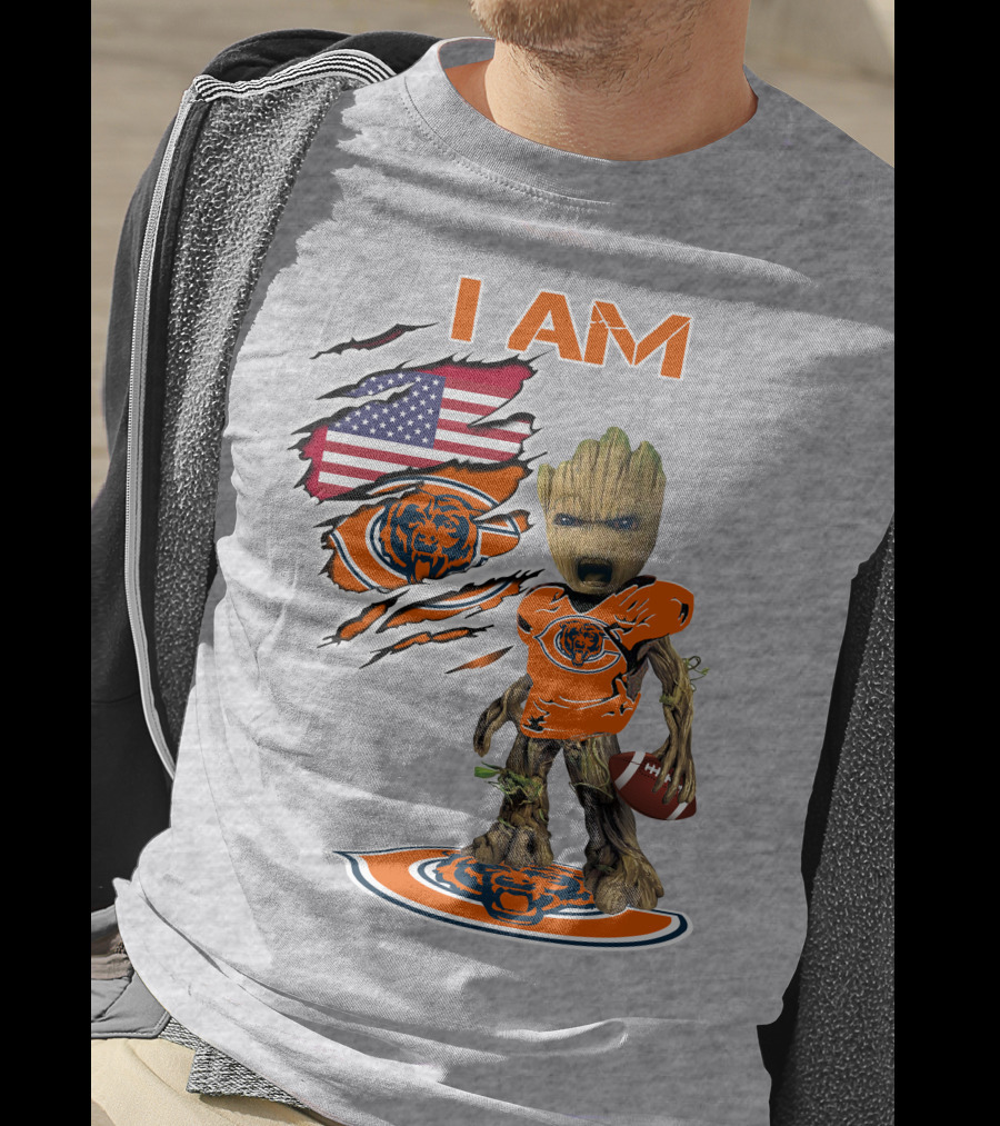 I Am Groot Chicago Bears Football Usa Flag T-Shirt