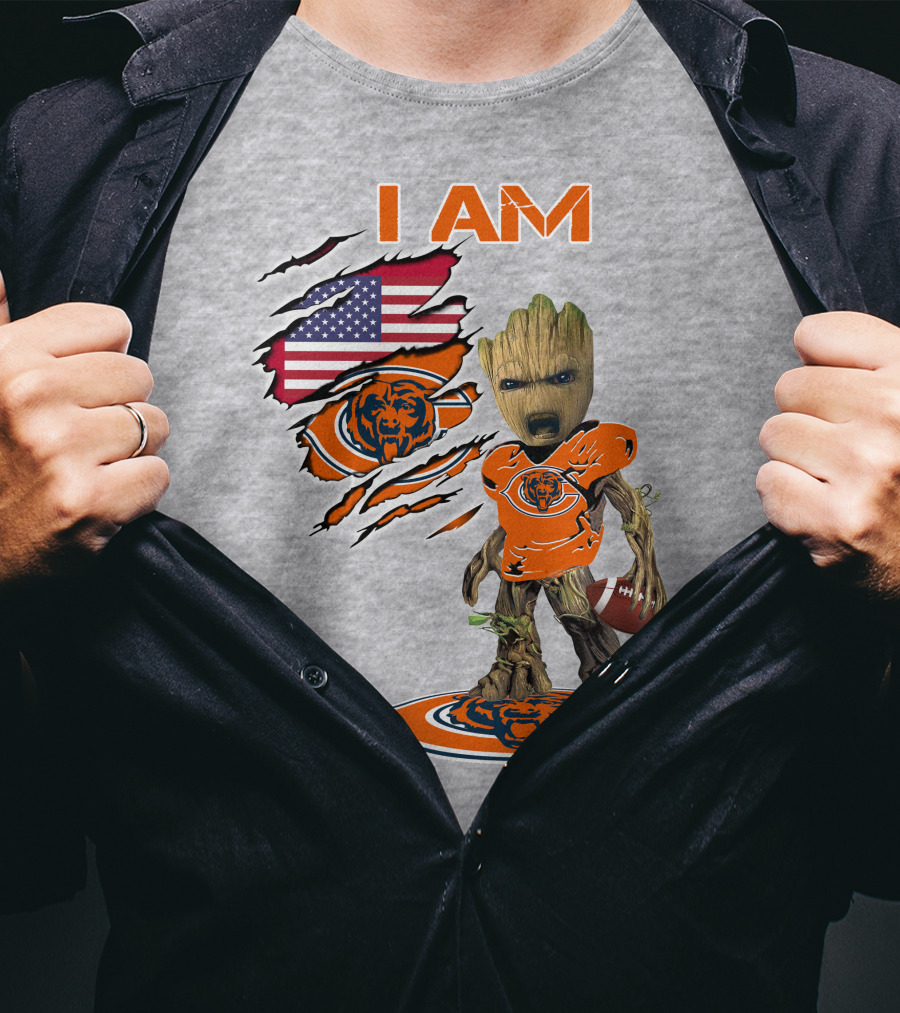 I Am Groot Chicago Bears Football Usa Flag T-Shirt