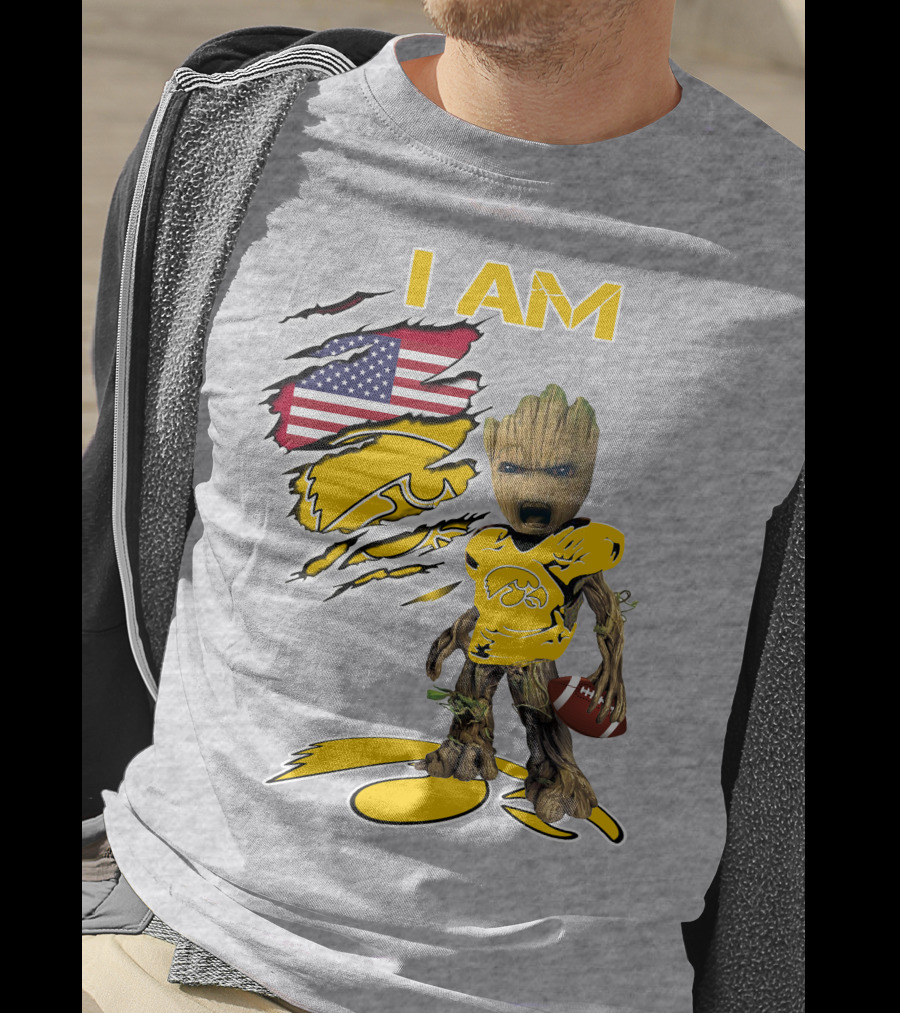 I Am Hawkeyes Baby Groot American Football T-Shirt