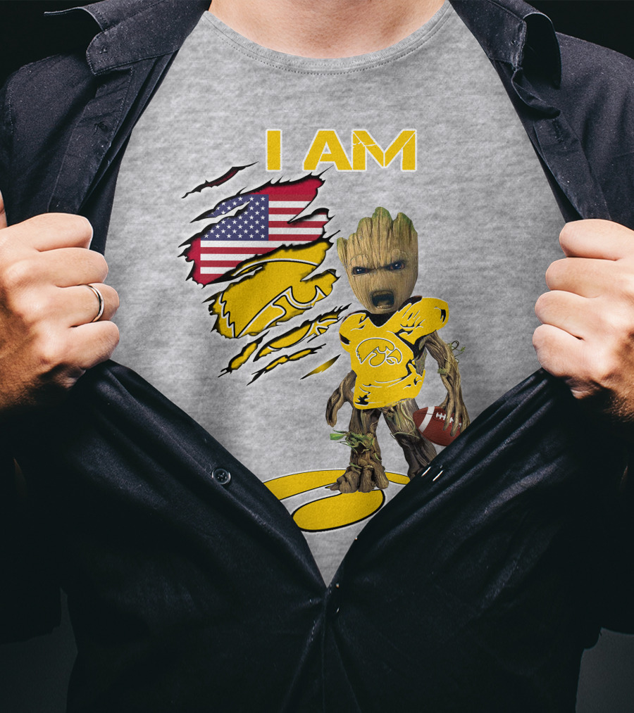 I Am Hawkeyes Baby Groot American Football T-Shirt