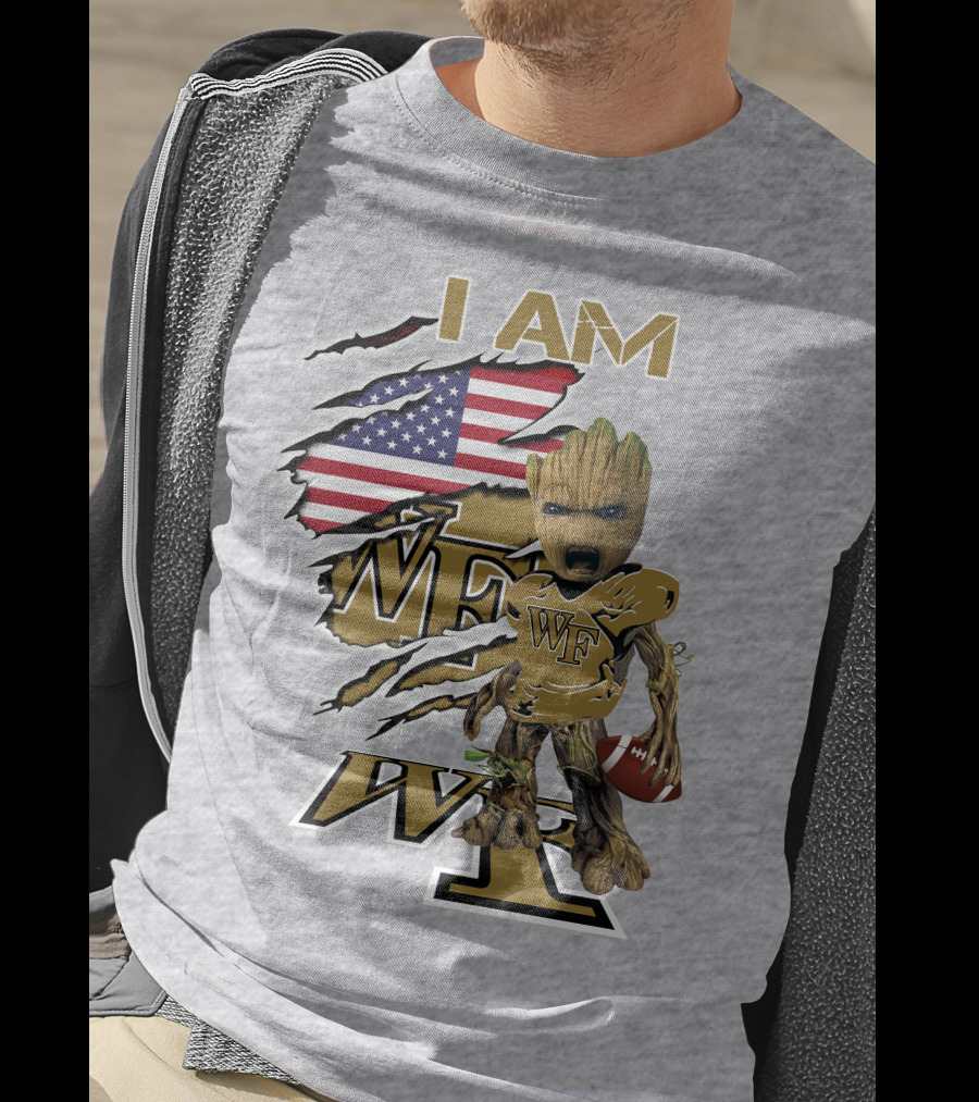 I AM WF Baby Groot American Football Wake Deacons T-Shirt