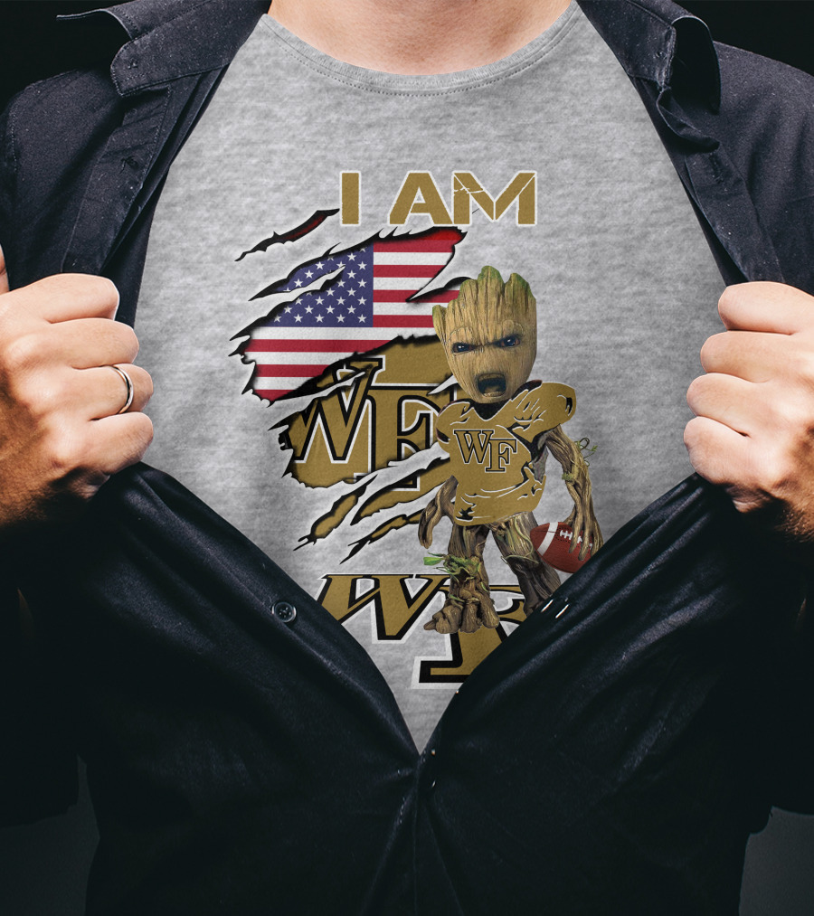I AM WF Baby Groot American Football Wake Deacons T-Shirt