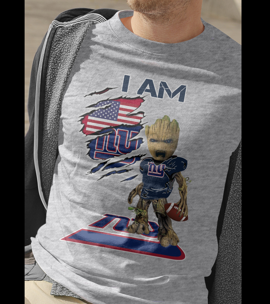 I Am Giants Baby Groot Football Usa Flag T-Shirt