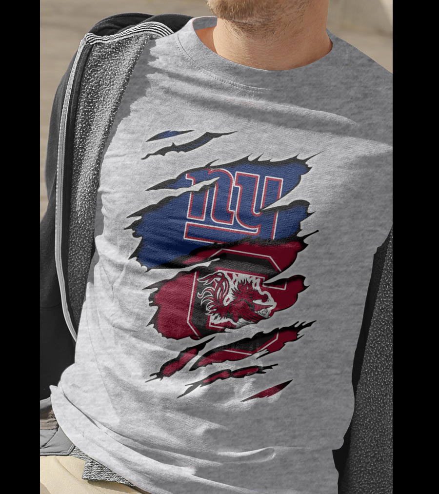 New York Giants South Carolina Gamecocks Rip Claw Marks Sports Crossover T-Shirt