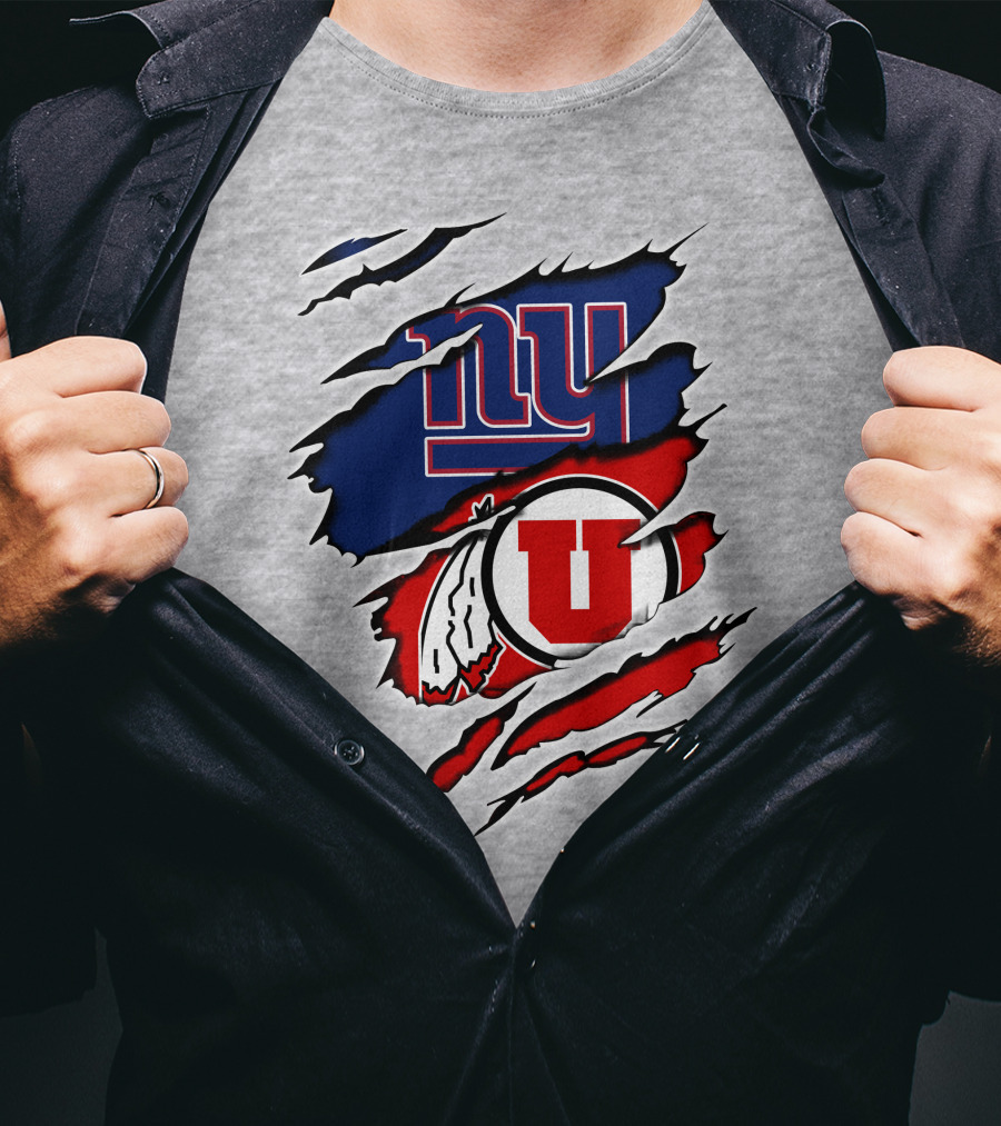 New York Giants Utah Utes Torn Logo Fusion T-Shirt