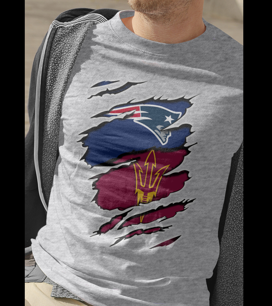 Patriots Asu New England Sun Devils Football Fusion T-Shirt