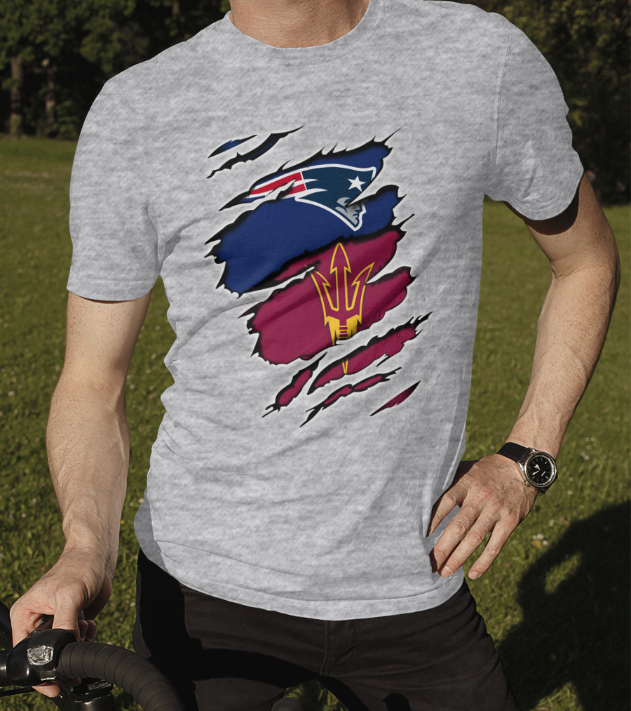 Patriots Asu New England Sun Devils Football Fusion T-Shirt