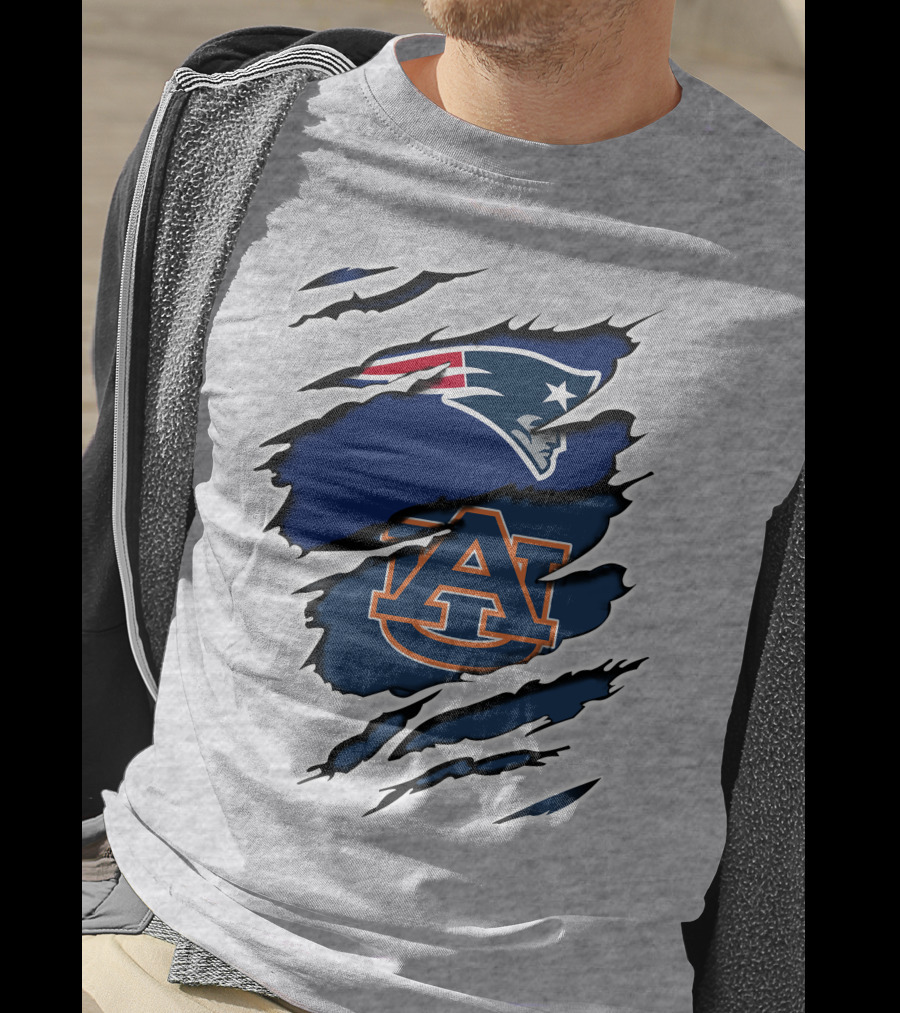Patriots Auburn Tigers Logo Ripped T-Shirt