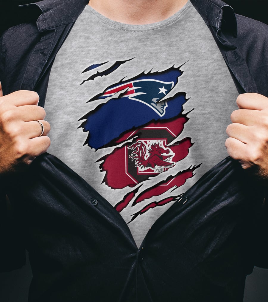 Patriots Gamecocks Logo Mashup Claw Marks T-Shirt