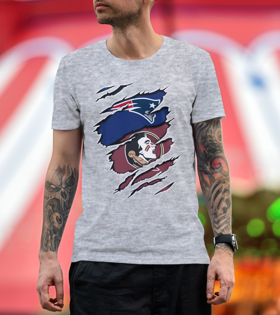 New England Patriots Florida State Seminoles Logo Mashup T-Shirt