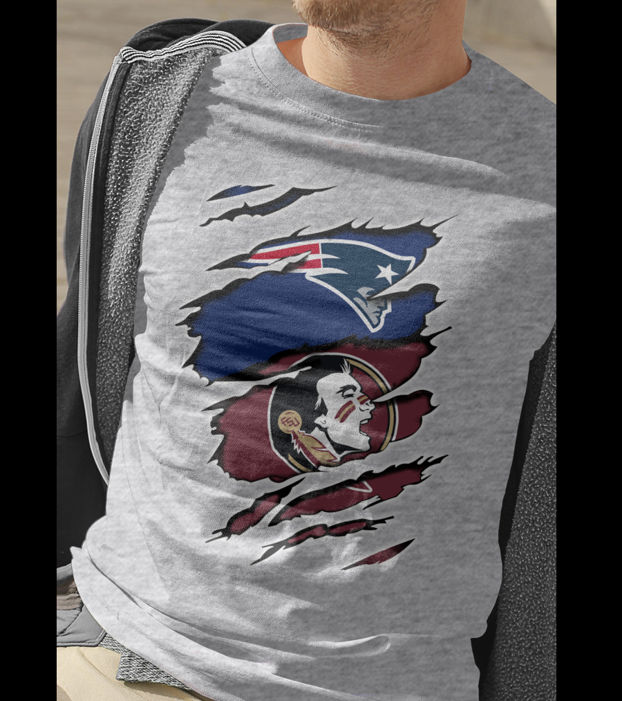New England Patriots Florida State Seminoles Logo Mashup T-Shirt