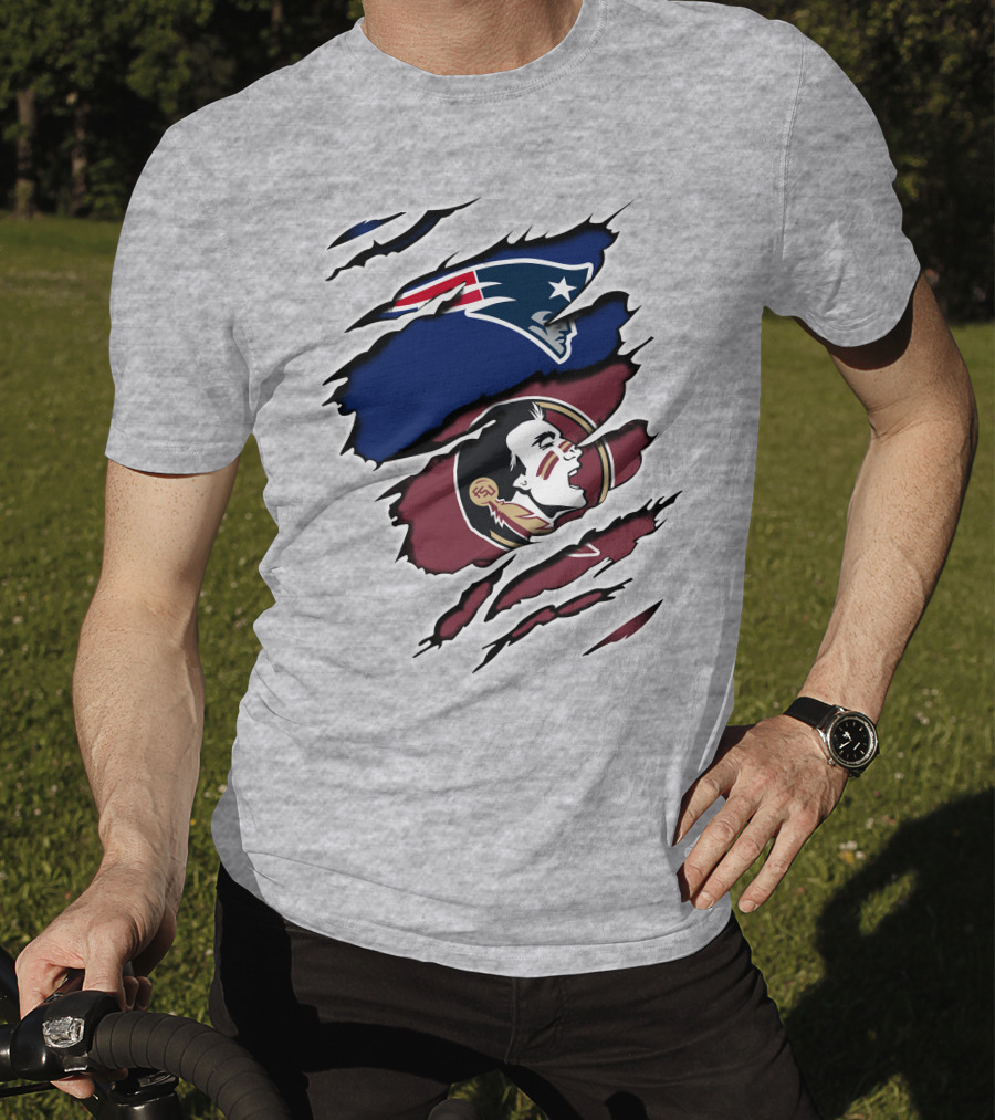 New England Patriots Florida State Seminoles Logo Mashup T-Shirt