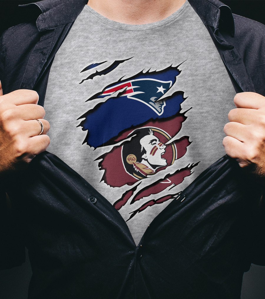 New England Patriots Florida State Seminoles Logo Mashup T-Shirt