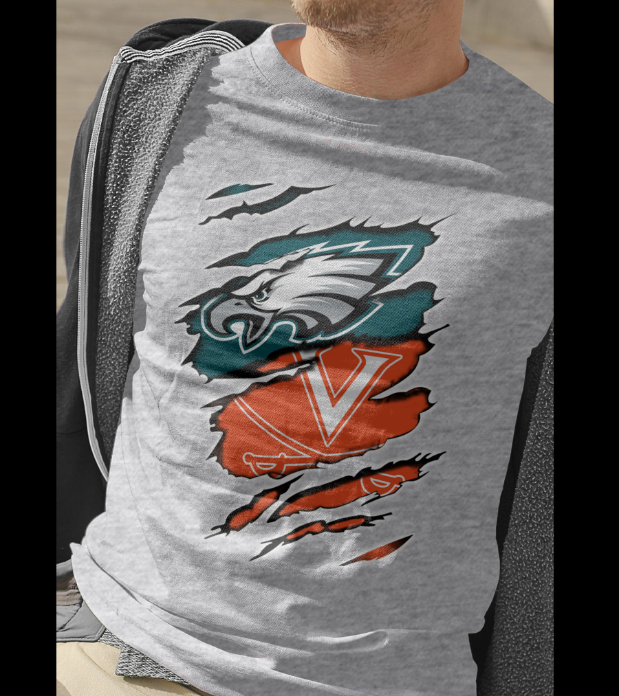 Philadelphia Eagles Virginia Cavaliers Logo Mashup T-Shirt