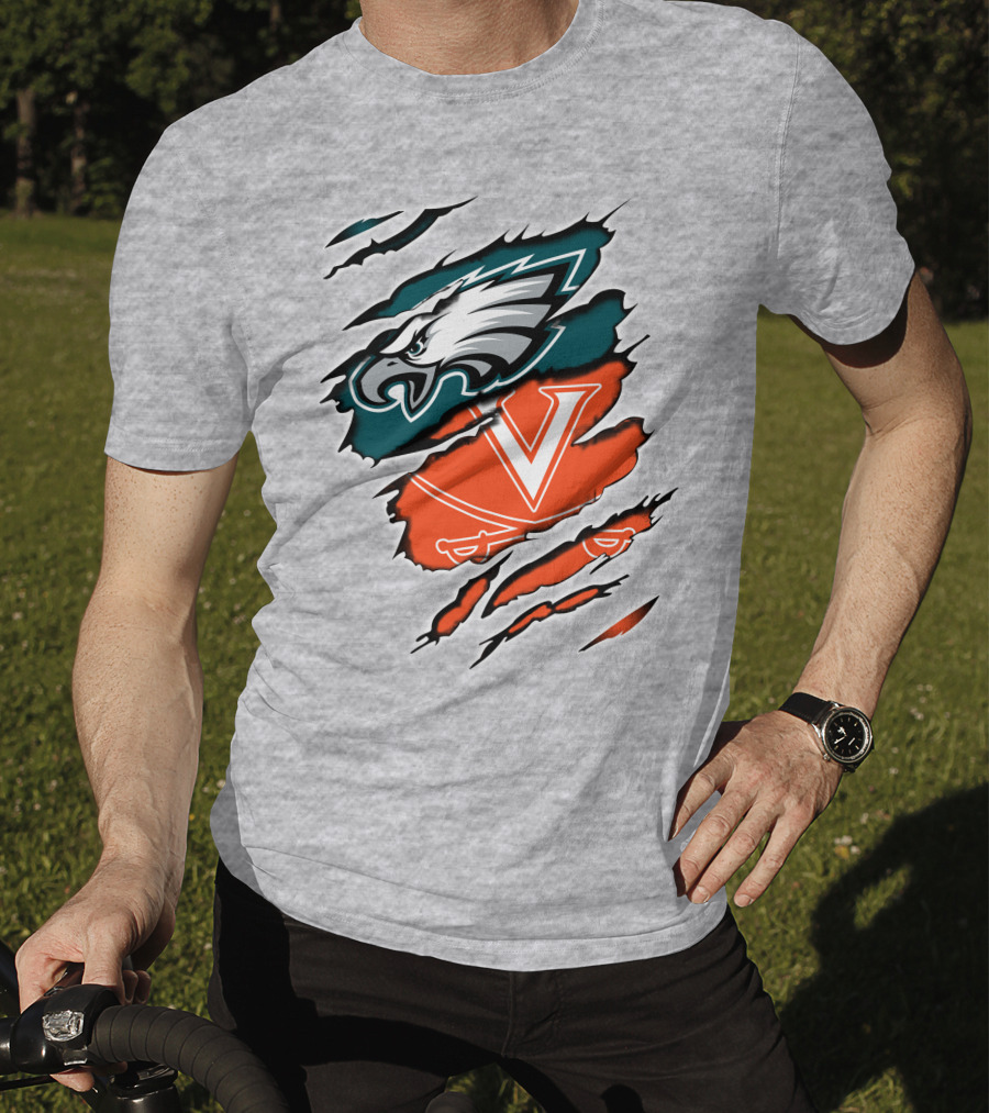 Philadelphia Eagles Virginia Cavaliers Logo Mashup T-Shirt