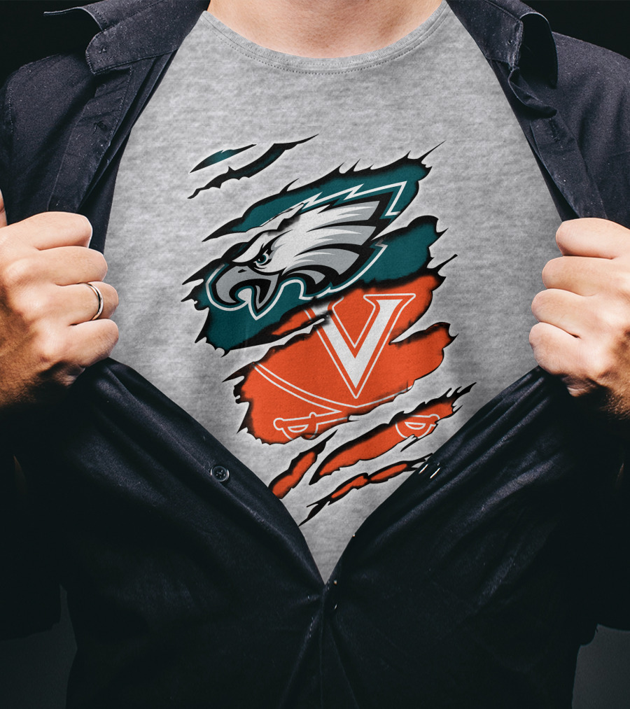 Philadelphia Eagles Virginia Cavaliers Logo Mashup T-Shirt