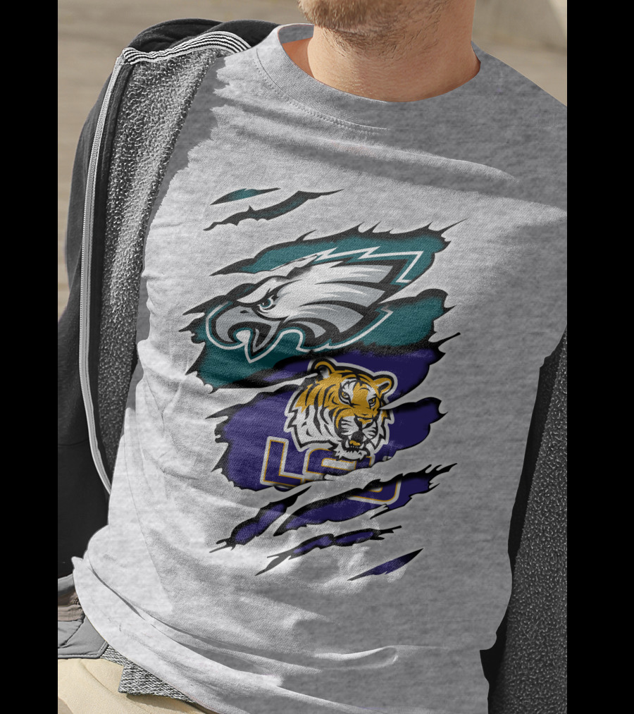 Eagles Philadelphia Tigers LSU Collaboration T-Shirt