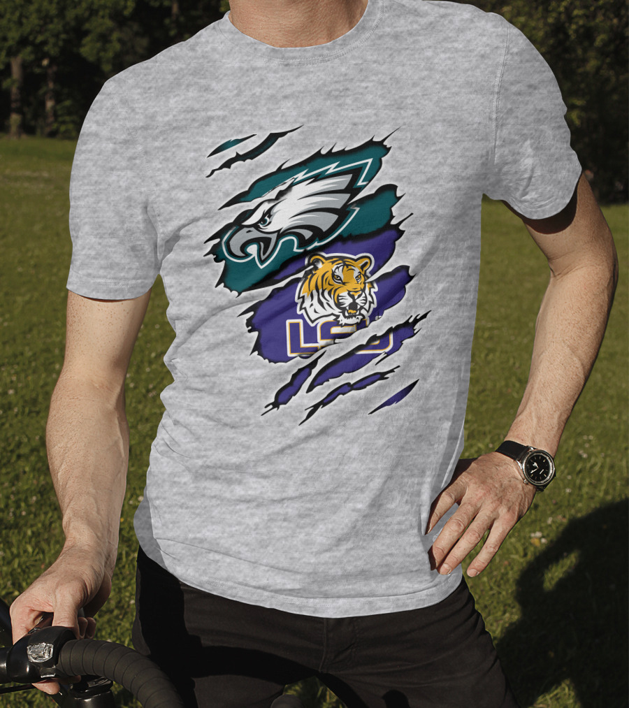 Eagles Philadelphia Tigers LSU Collaboration T-Shirt