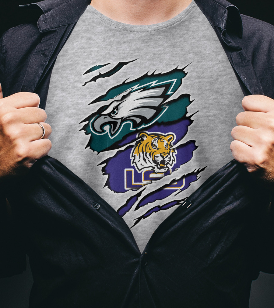 Eagles Philadelphia Tigers LSU Collaboration T-Shirt