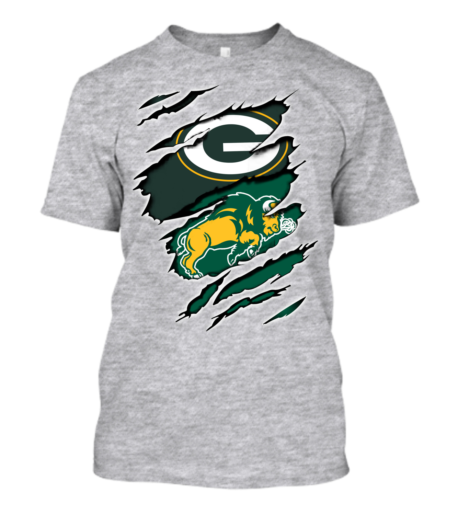 Packers Dakota Green Bay North Dakota State Bison Logo Fusion T-Shirt