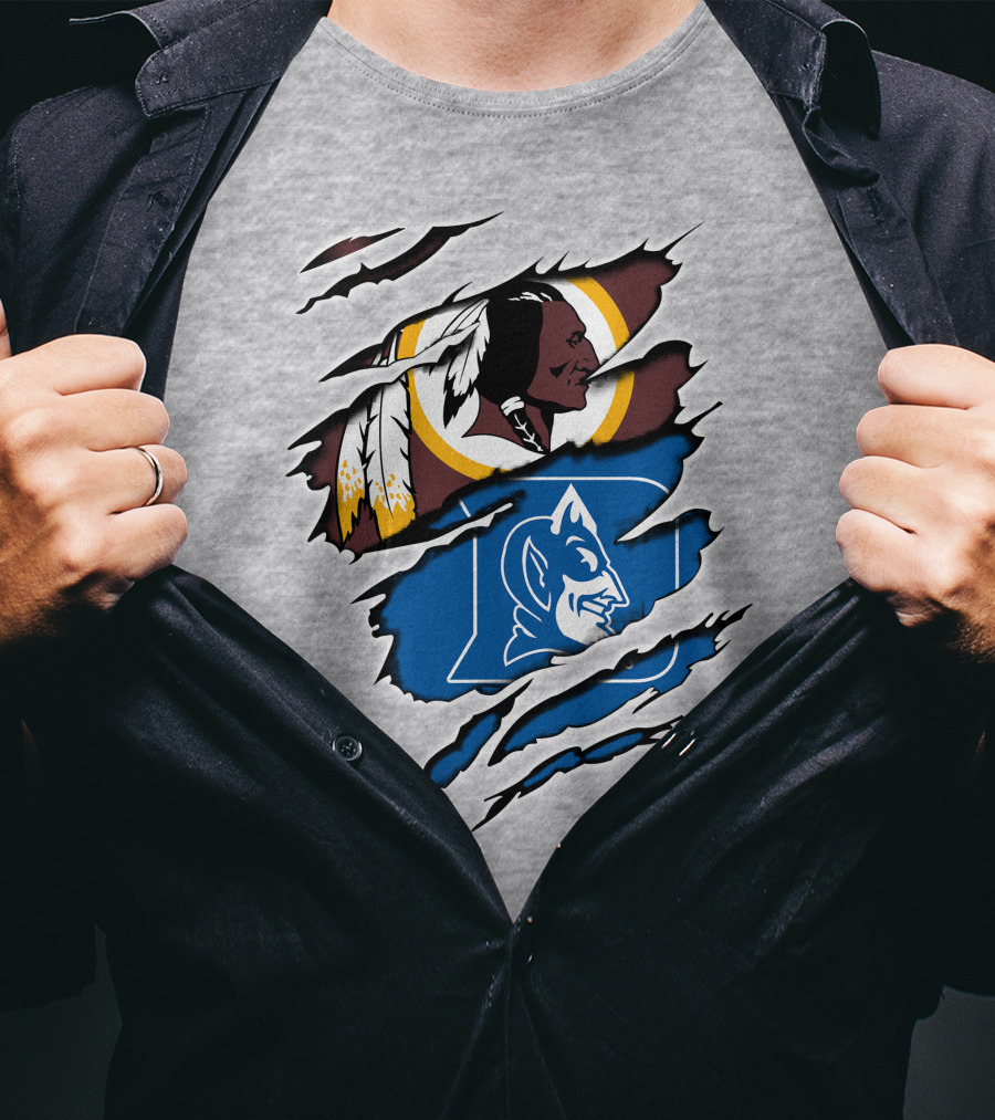 Redskins And Duke Blue Devils Iconic Logo Mashup T-Shirt