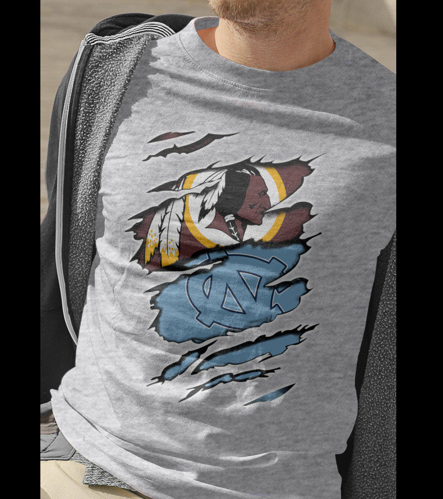 Washington Redskins North Carolina Tar Heels Logo Crossover T-Shirt