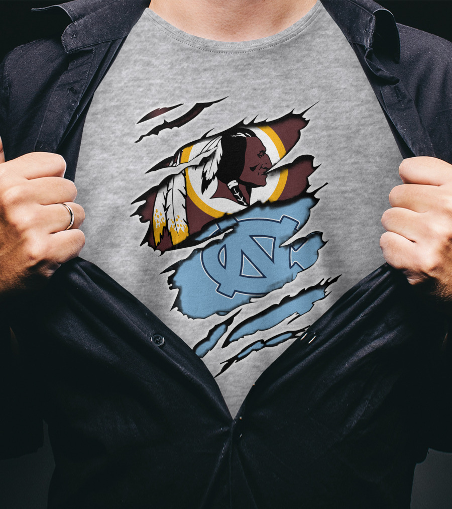 Washington Redskins North Carolina Tar Heels Logo Crossover T-Shirt