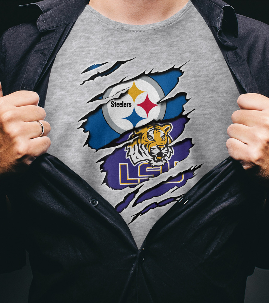 Steelers Logo And LSU Tigers Scratch T-Shirt