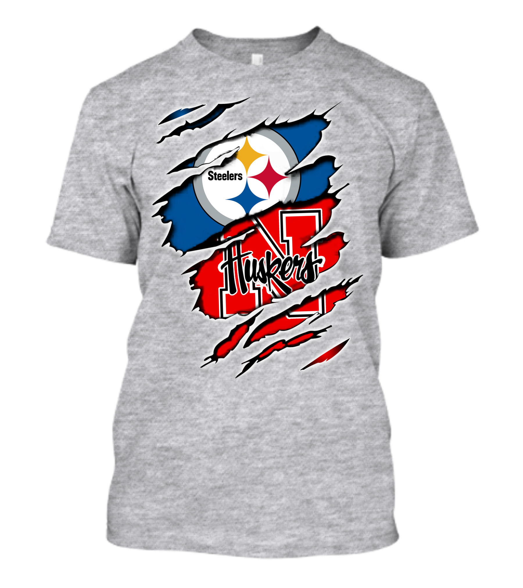 Steelers Huskers Torn Logo Fan Combination T-Shirt