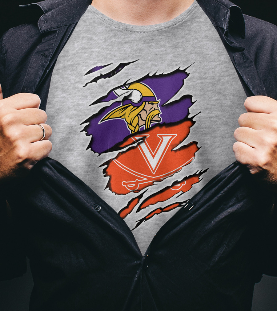 Minnesota Vikings Virginia Cavaliers Crossover T-Shirt