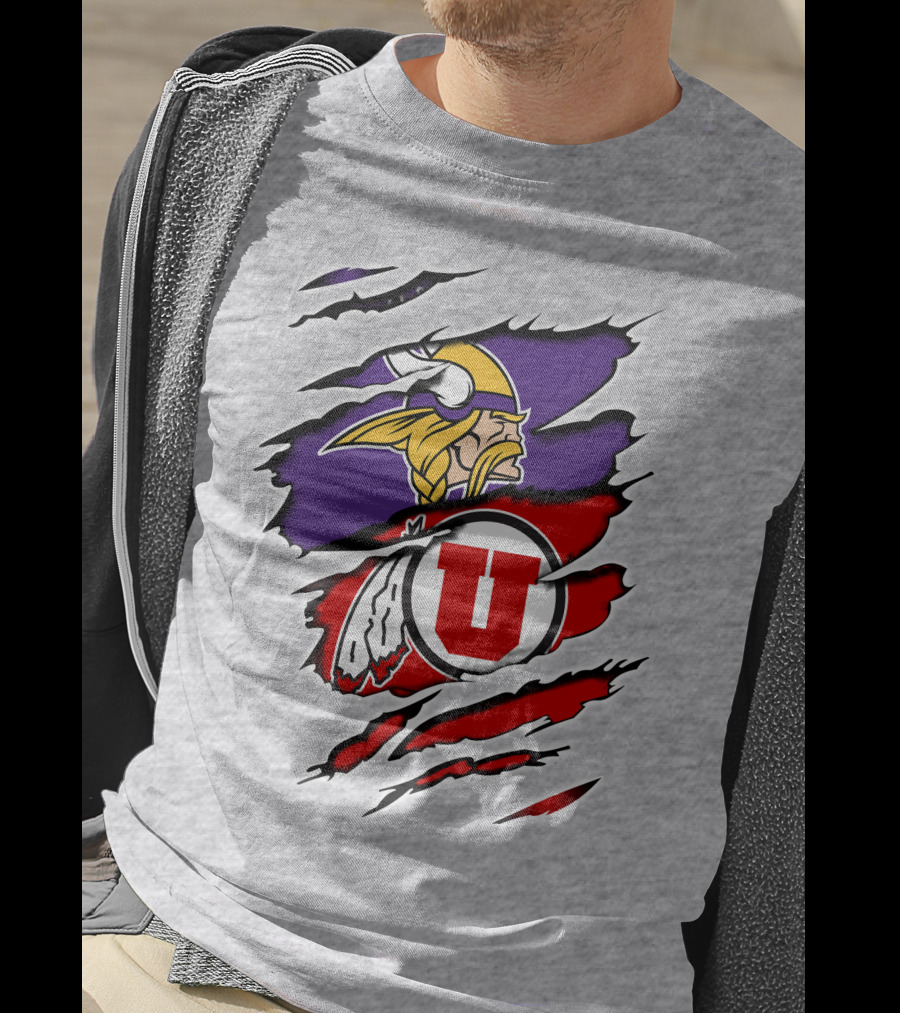Minnesota Vikings Utah Utes Crossover Emblem T-Shirt