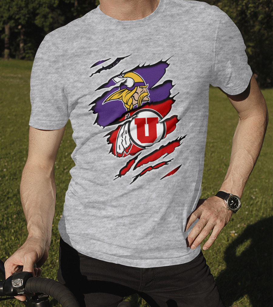 Minnesota Vikings Utah Utes Crossover Emblem T-Shirt