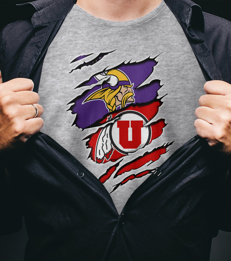 Minnesota Vikings Utah Utes Crossover Emblem T-Shirt