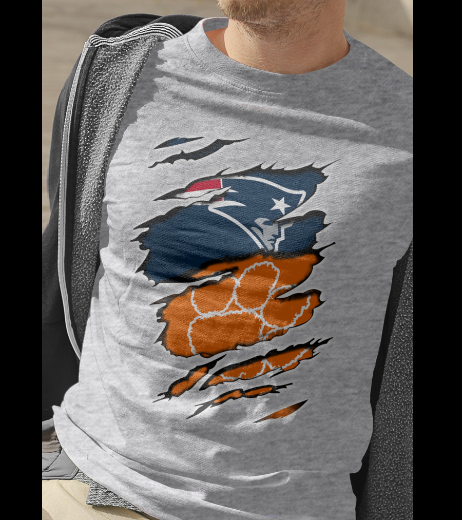 Patriots Clemson Tiger Paw Logo Fusion T-Shirt