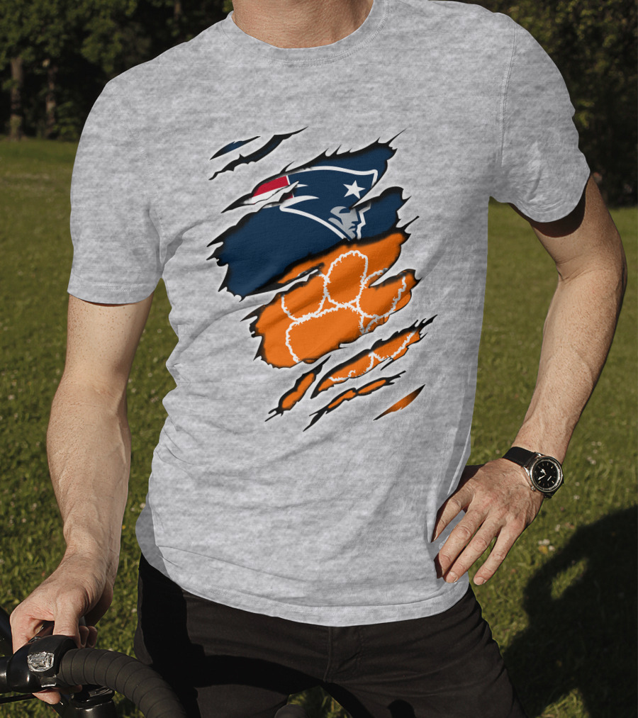 Patriots Clemson Tiger Paw Logo Fusion T-Shirt