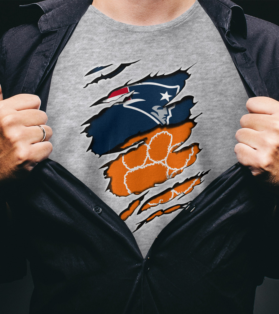 Patriots Clemson Tiger Paw Logo Fusion T-Shirt