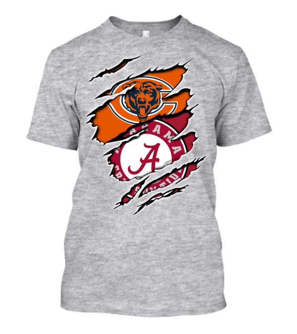 Chicago Bears Alabama Crimson Tide Logo Rip T-Shirt