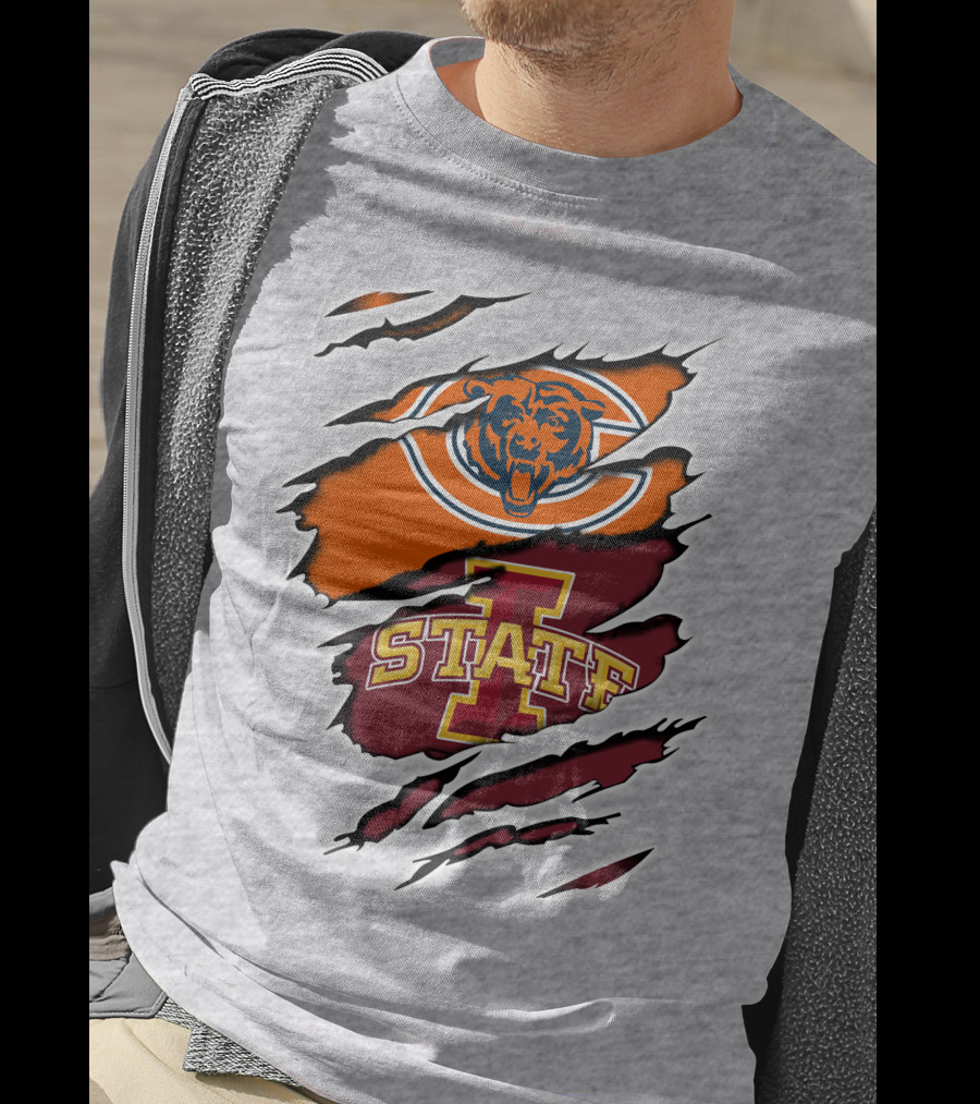 Chicago Bears Iowa State Cyclones Torn Claw T-Shirt