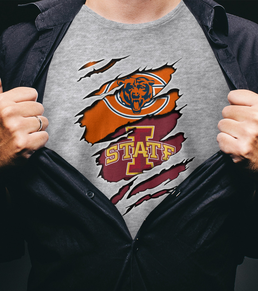 Chicago Bears Iowa State Cyclones Torn Claw T-Shirt