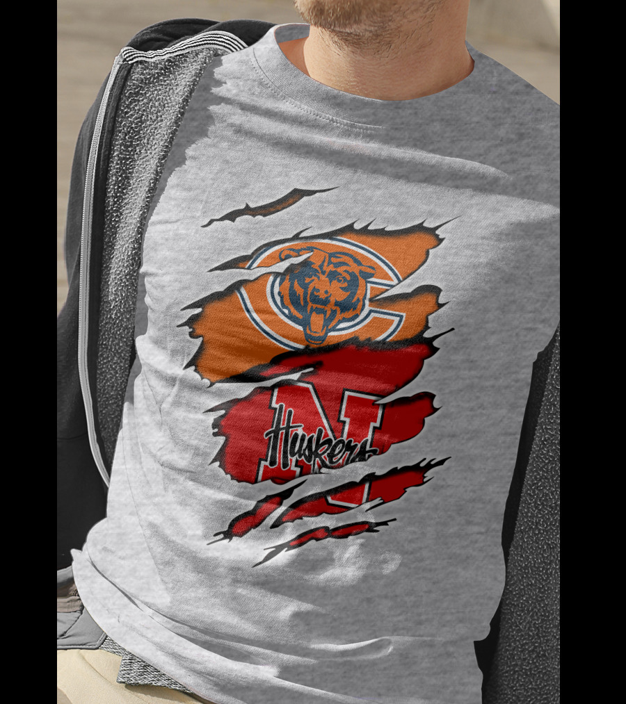 Chicago Bears Nebraska Cornhuskers Logo Claw Marks T-Shirt