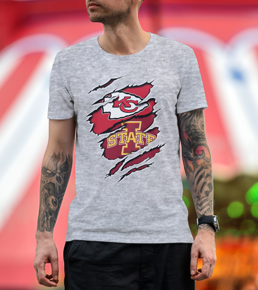 Chiefs Iowa State Kc Cyclones Logo Fusion Vintage Style T-Shirt