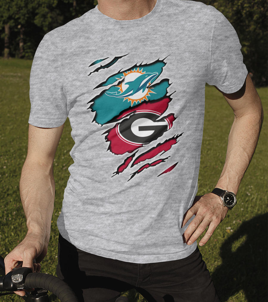 Miami Dolphins Georgia Bulldogs Fan T-Shirt